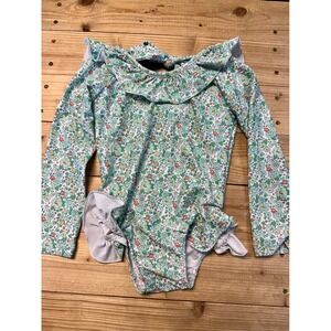 Serendipity Floral Ruffle Swimsuit Long‎ Sleeve Swim One Piece XS